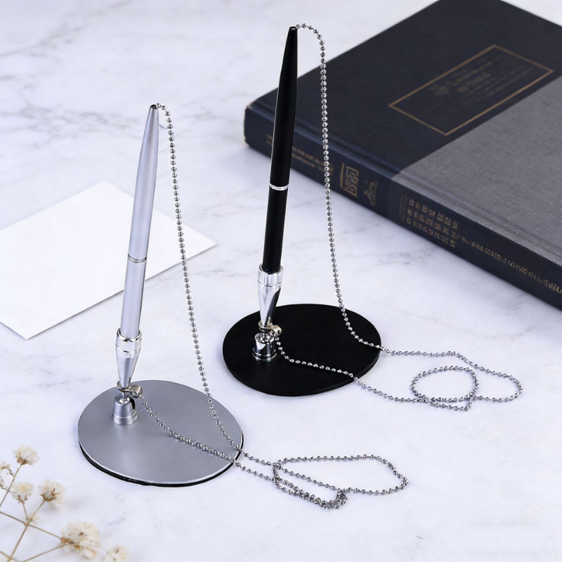 Wholesale Business Chain Metal Desk Pens, Bank Hotel Advertising Signature Pens, Customizable Logo Front Desk Gift Ballpoint Pens