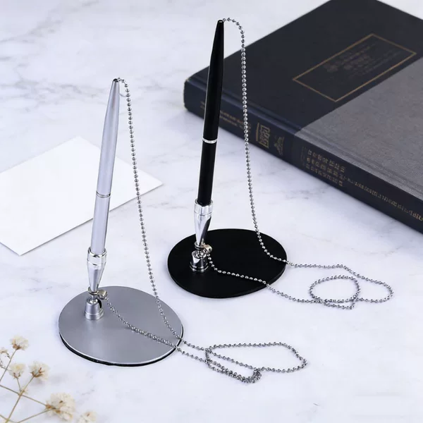 Wholesale Business Chain Metal Desk Pens, Bank Hotel Advertising Signature Pens, Customizable Logo Front Desk Gift Ballpoint Pens