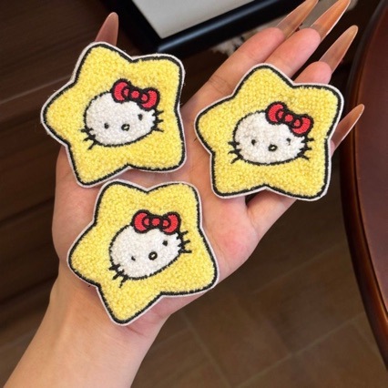 Cute Yellow Star Kt Cat Seamless Bangs Patch Magic Hair Accessory for Girls, Forehead Hair Patch Organizer
