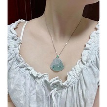 天然冰种飘花翡翠佛公玉吊坠缅甸老坑a货女款弥勒佛玉坠子带证书
