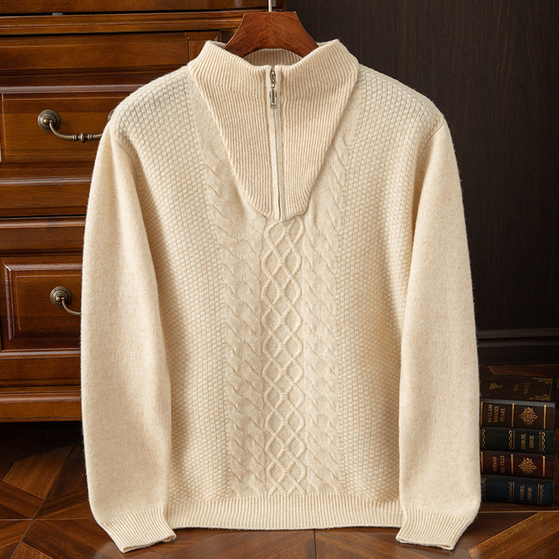 New thickened men's cashmere sweater half turtleneck zipper pullover sweater bottoming full wool knitted sweater wholesale New thickened men's cashmere sweater half turtleneck zipper pullover sweater bottoming full wool knitted sweater wholesale