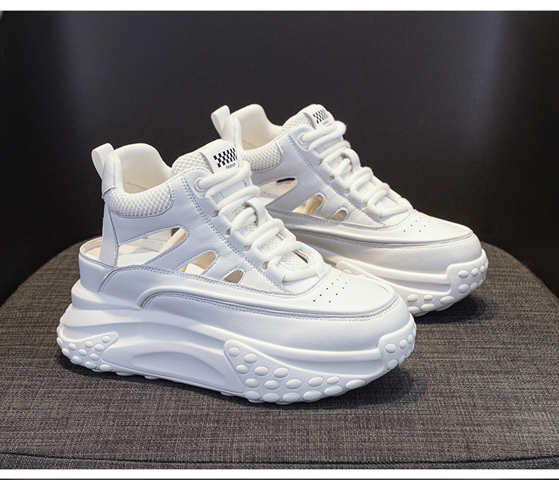 Giày sneaker nữ da thật đế dày phong cách bố mùa hè 2025 nhẹ tăng chiều cao — M2357 màu hồng, M2357 màu xanh lá cây, M2357 màu trắng chi tiết 15