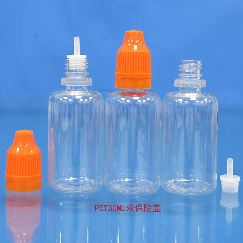 子供に安全な PET30ML ダブル安全キャップ先の尖ったインナープラグドロップボトルエッセンシャルオイル充填カラーライティングエマルジョン空のプラスチックボトル|undefined