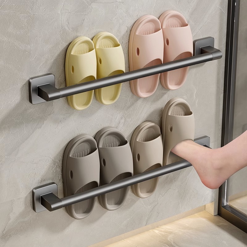 Slippers Hanging Rack Bathroom Hole-free Sliding Shoes Rack Bathroom Toilet Storage Rack Storage Wall-mounted Shoes Draining Rack