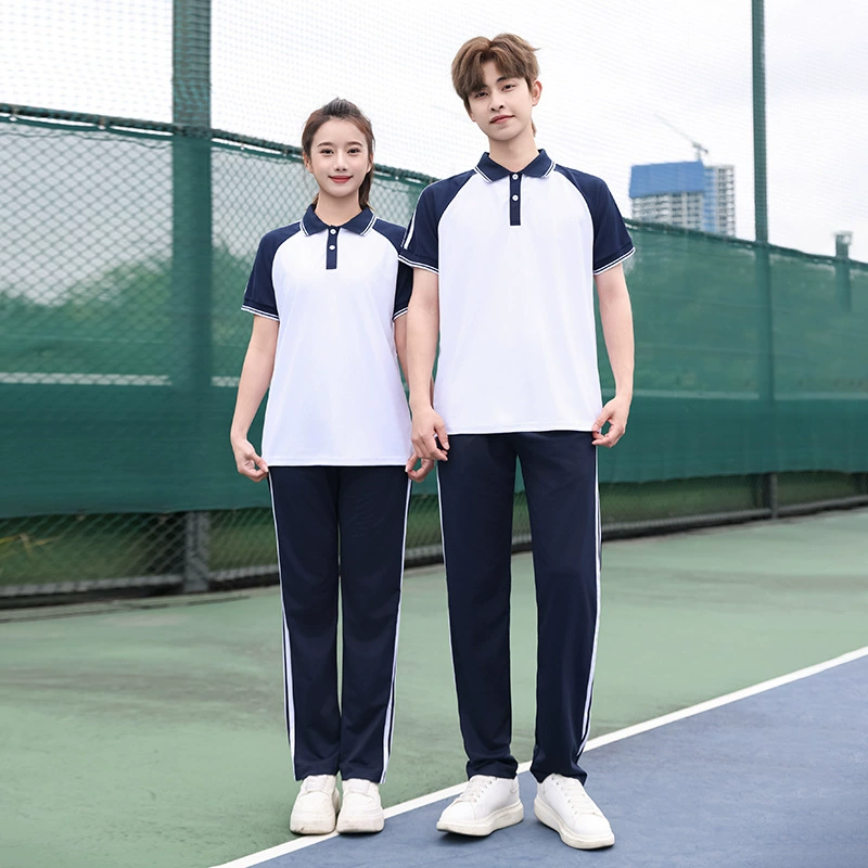 Летняя новая летняя форма для спортивных встреч начальной и средней школы Little Eagle Beak для учащихся младших и старших классов, синий повседневный комплект классной формы