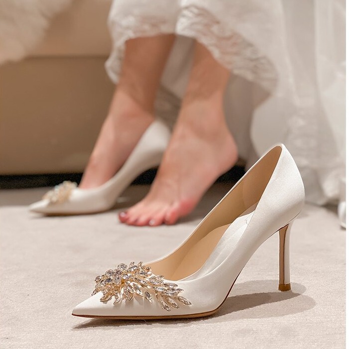 Wedding Shoes Red High Heels Women's Shoes Stiletto Heels 2024 Spring & Fall New Pointed Toe Flats Wedding Banquet Shoes High Heels Wedding Shoes