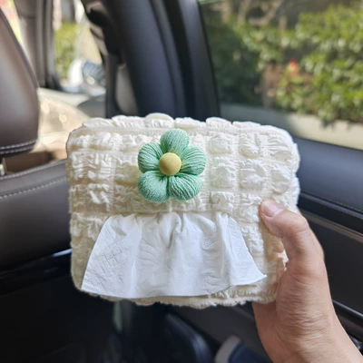 Minimalist Car Seat Tissue Box, Car tissue box/set - puff-car-tissue-box-candy-color-floral-green