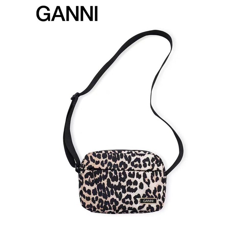 26 New Models of Ganni Leopard Print Crossbody Bags for Women, Fashionable and High-End Shoulder Bags, European and American Style Small Storage Bags