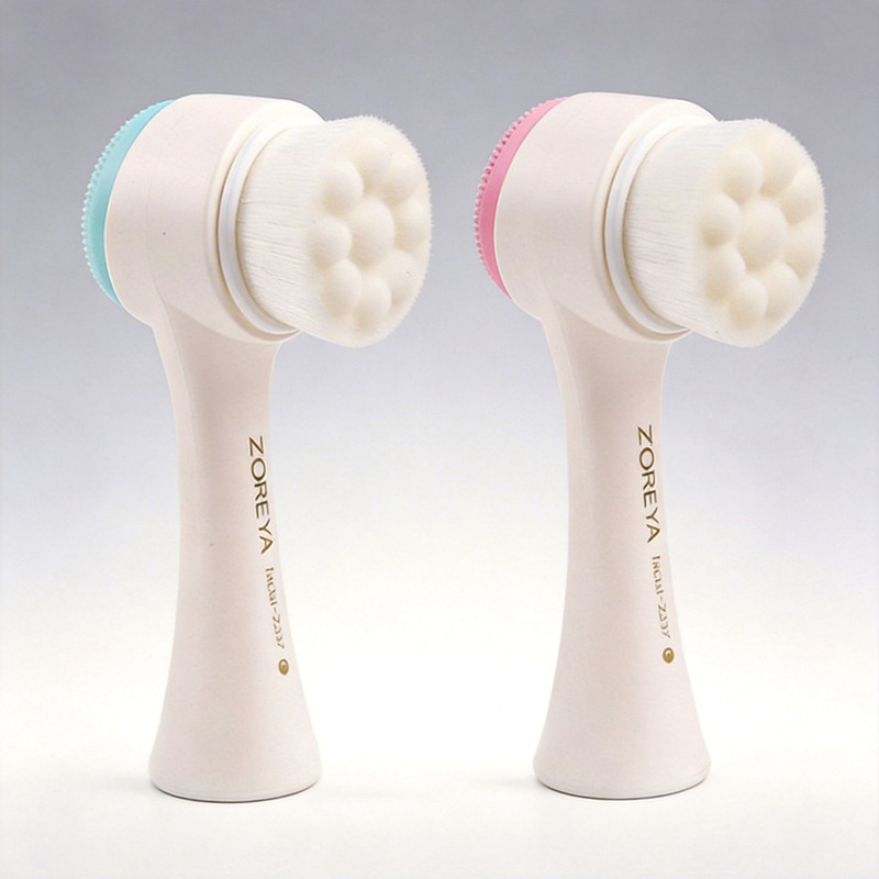 Double-Sided Pore Cleaning Massage Facial Cleansing Device Exfoliating Wholesale Manual Soft Bristle Cleaning Brush Silicone Face Brush