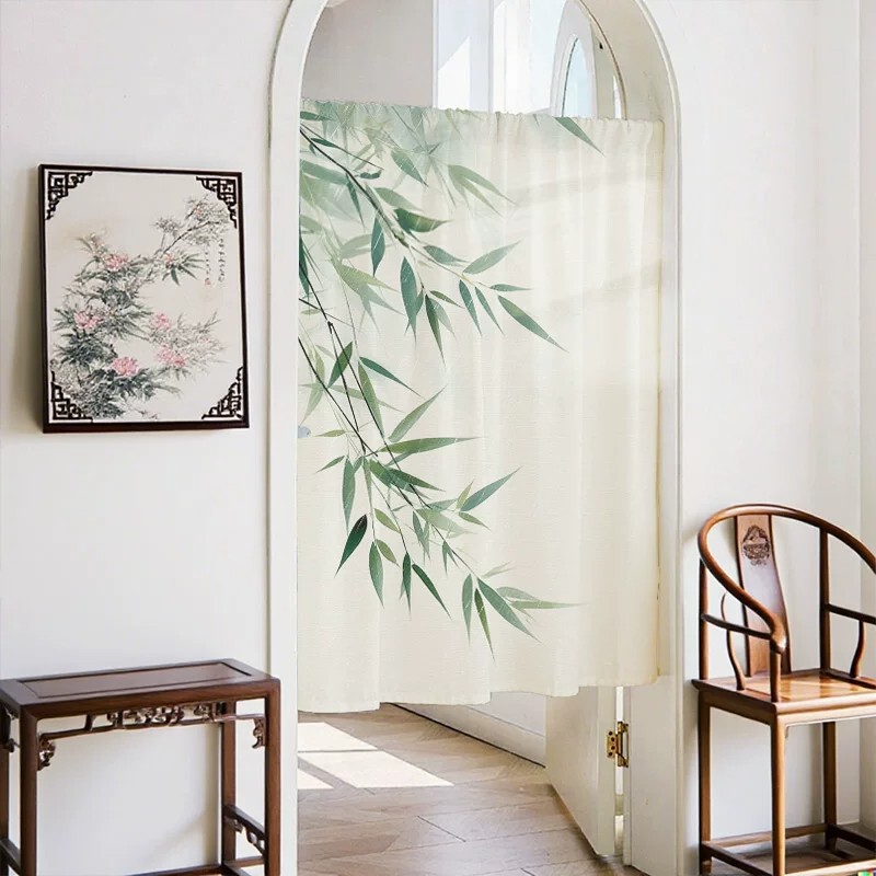 Kitchen door curtain, new Chinese-style bedroom window curtain, hanging curtain, no-drill required sheer curtain, door curtain, partition curtain Kitchen door curtain, new Chinese-style bedroom window curtain, hanging curtain, no-drill required sheer curtain, door curtain, partition curtain