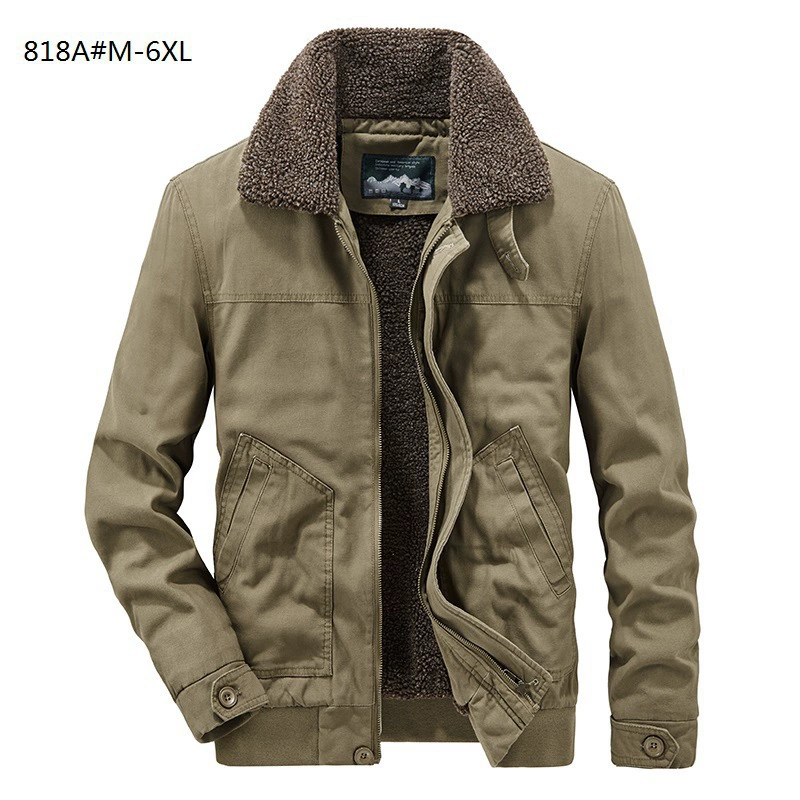 Осенне-зимняя новая куртка на флисовой подкладке, Мужская зимняя выстиранная утолщенная теплая куртка с хлопковой подкладкой, Мужская 818A