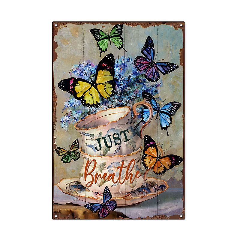 Pintura de hojalata pastoral Flor antigua retro Arte de hierro Pintura colgante pequeña Jardín al aire libre Balcón Decoración de pared Colgante transfronterizo