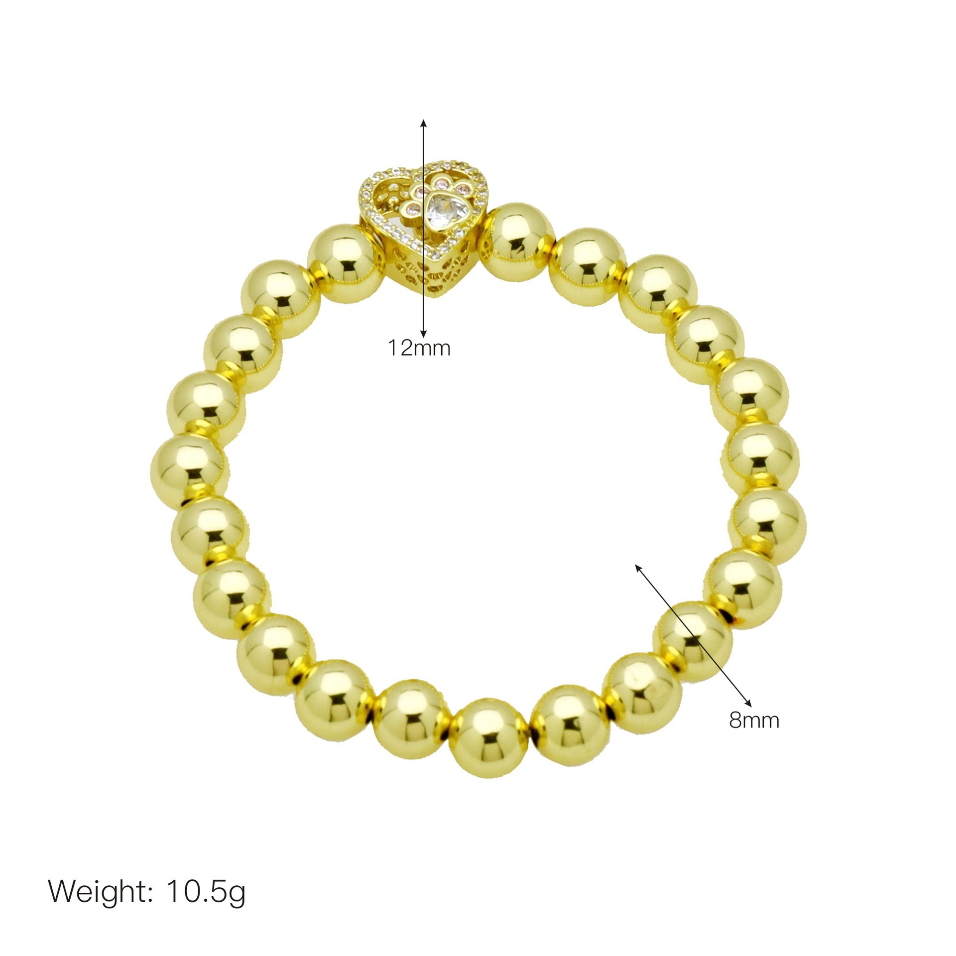 Copper Chain Material Copper Beaded Enamel Inlay Heart Shape Zircon Bracelets