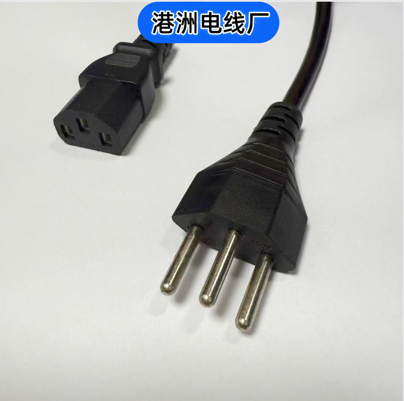 Swiss three-prong plug with C13 connector cable, Swiss standard computer video instrument power cable, 0.75 square mm, 3-core pure copper Swiss three-prong plug with C13 connector cable, Swiss standard computer video instrument power cable, 0.75 square mm, 3-core pure copper