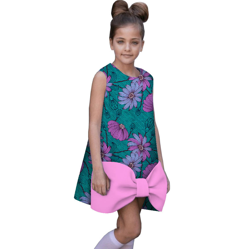 跨境货源非洲印花女童连衣裙无袖民族童装一件代发