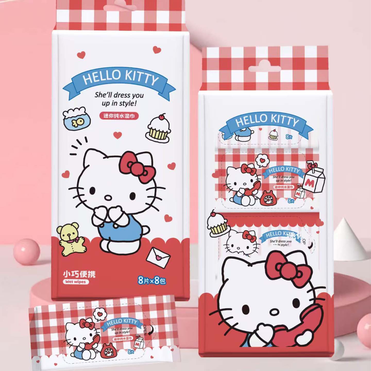 Sanrio Genuine Cute Mini Wet Wipes Portable Carry-On Cute Girly Heart Portable Commuting Goodies