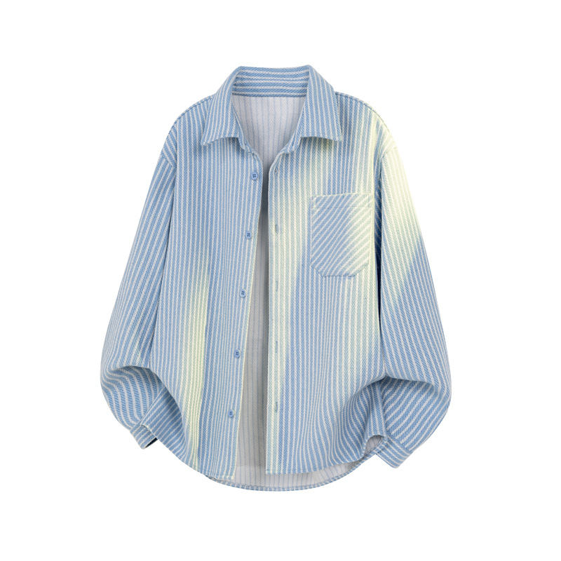 Camicia a maniche lunghe a righe da uomo, nuovo stile primavera 2026, vestibilità ampia, marchio di tendenza, versatile, casual da strada,_voghion.com