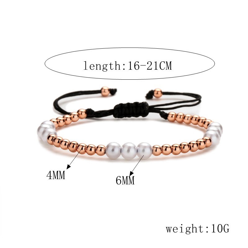 Simple Style Palm Eye Copper Pearl Inlay Zircon Bracelets 1 Piece