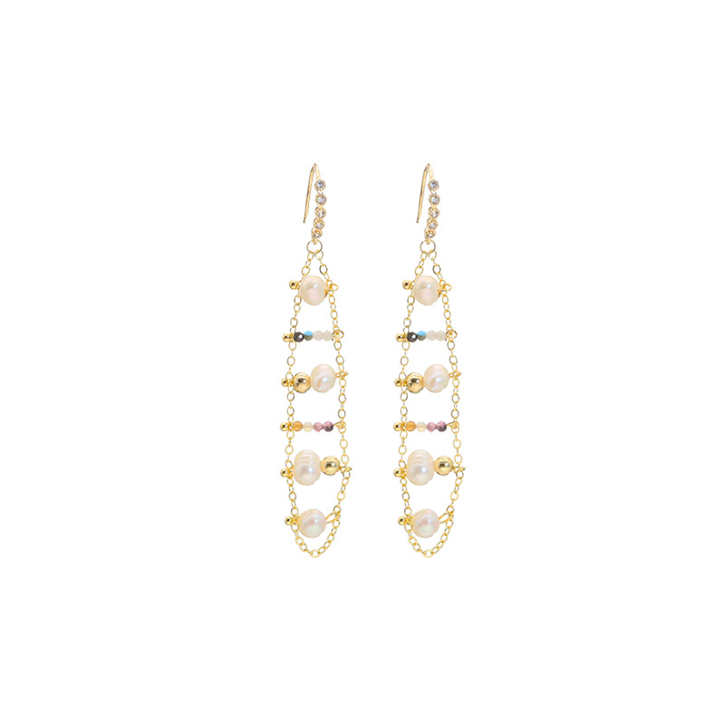 Aretes de perlas de agua dulce naturales aretes de perlas de agujas de plata s925 aretes de agujas de plata 18k joyas retro de oro real para mujeres
