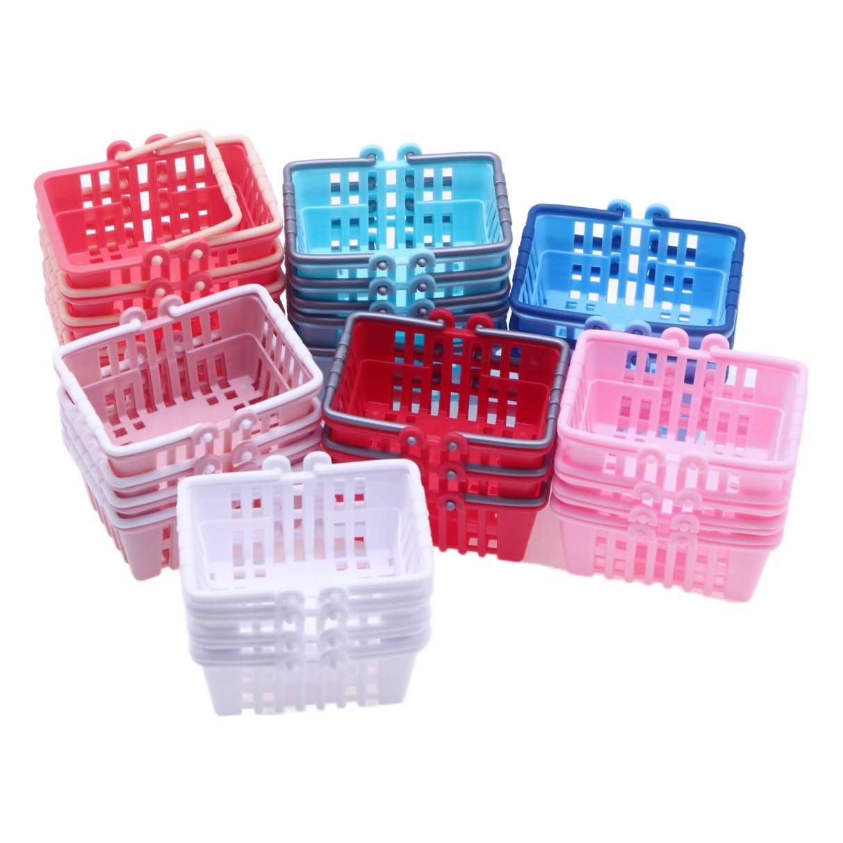 Casa de muñeca simulación comida y Juego Mini plástico rectangular cesta miniatura escena supermercado portátil cesta modelo Accesorios