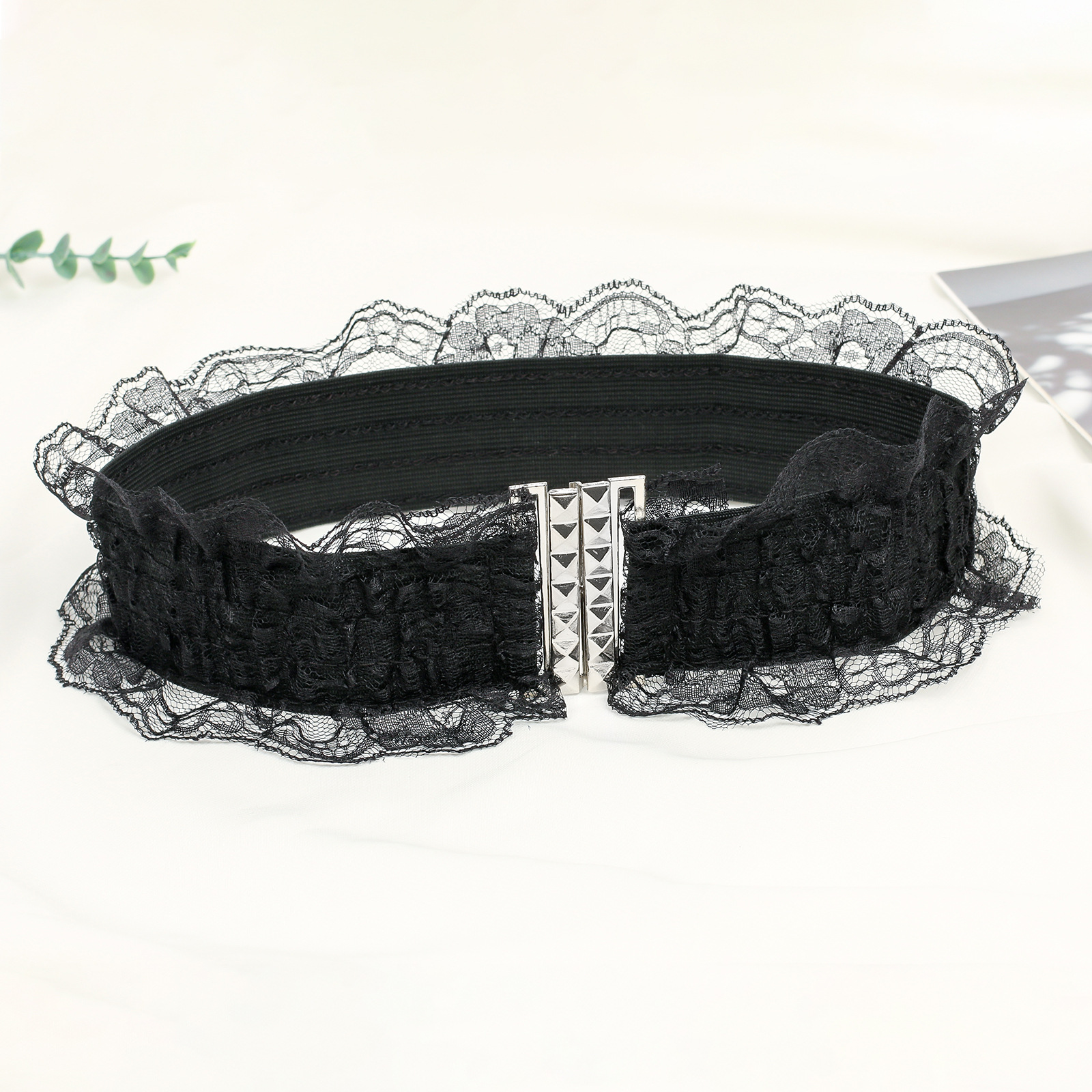 Elastische kanten tailleband voor damesjurk_voghion.com