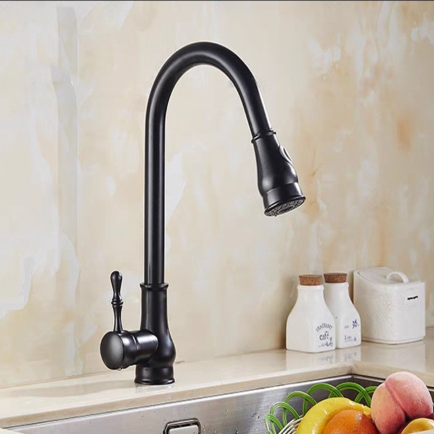 Grifo Extraíble de Cocina Retro de Cobre, Mezclador de Agua Fría y Caliente, para Cocina image 16