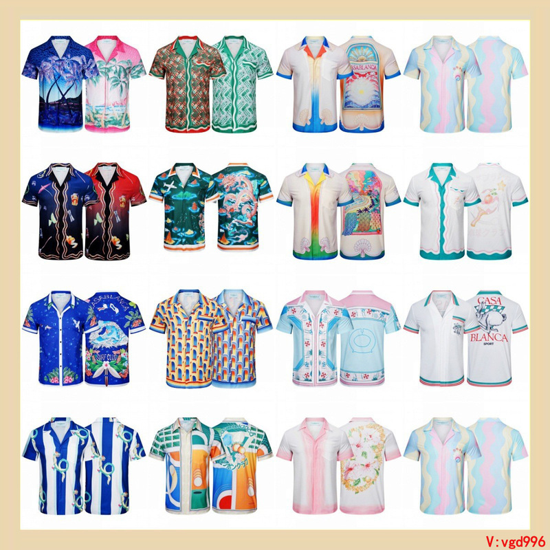 Casablanca Short-Sleeved Shirt Hawaiian Beach Seaside Vacation Travel Fashion Retro Floral Shirt Five-Quarter Sleeves