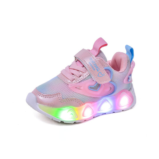 Girls' Shoes 2024 Spring New LEDE Light-up Sports Torre Shoes Small and Medium-sized Kids Trendy Brand Girls Light-up Casual Shoes