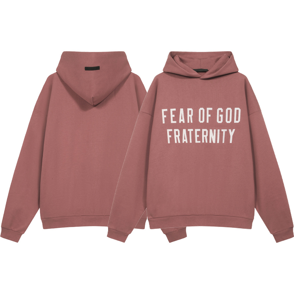 24FW FOG ESSENTIALS lavado con agua para hacer letras viejas imprimidas para hombres y mujeres sueltas casuales sudadera con sombrero