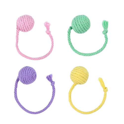 Hanging cat toys to relieve boredom sisal ball kitten funny cat stick pet cat ball supplies cotton rope ball