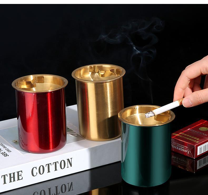 Colorful Funnel Ashtray, Stainless Steel, Household Use, with Lid, Prevents Ash from Scattering, Suitable for Office and Bedroom, Stylish Ashtray, Personalized Windproof