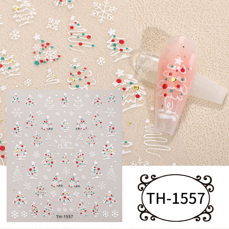 Zhengxiang 新しいインターネット有名人クリスマスネイルアートステッカー DIY ネイルアートデカールクロスボーダー雪だるまクリスマスツリー INS ネイルステッカー|undefined