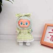 一二三代盲盒拉布布通穿娃衣猫爪格子连衣裙钥匙扣着替新款