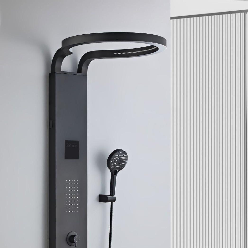 Manufacturer's 304 stainless steel 201 shower screen, shower head set, wall-mounted digital display new product bathroom shower set
