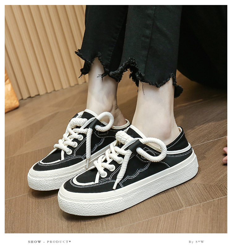 VASIBAEN Niche Design Half-support 2023 Poletje Novi platneni čevlji Lazy One pedal all-match superge trend_voghion.com