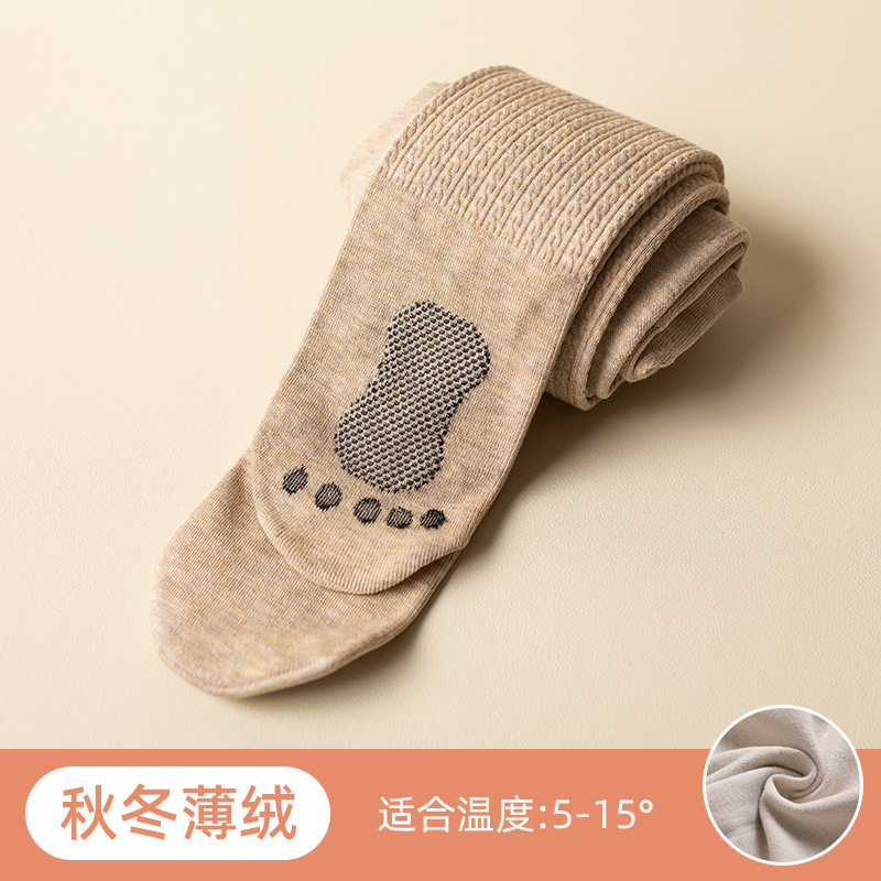 女の子レギンス秋と冬ツイスト起毛厚みのある起毛子供の足滑り止めストッキング白ダンスソックス|undefined