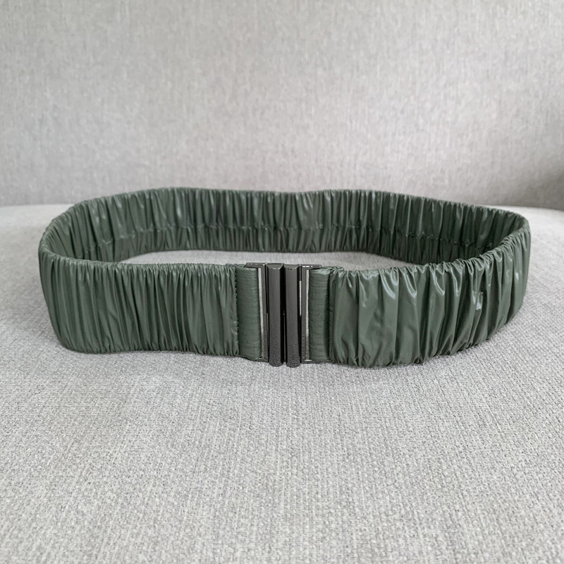 Nuevo cinturón elástico brillante de tela plisado cintura elástica sello ancho de las mujeres todo partido con cintura para adelgazar