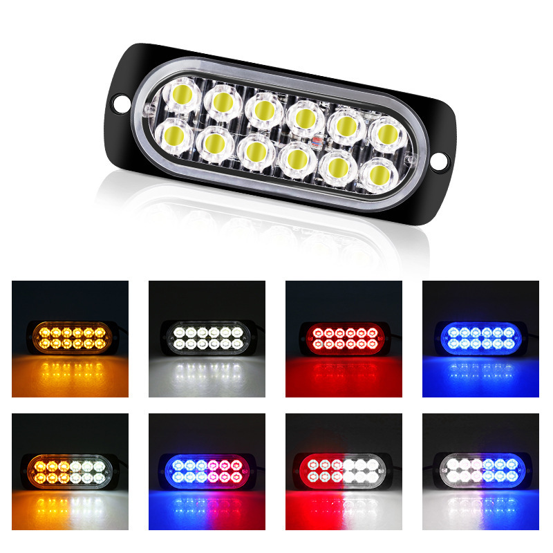 Camión / camión 12 - 24v luz de advertencia lateral ultra delgada 12LED luz intermitente de alta potencia anti-colisión trasera