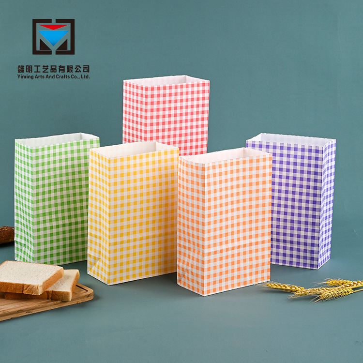 现货彩色牛皮纸袋 购物袋立方形手提袋烘焙面包零食打包袋购物袋