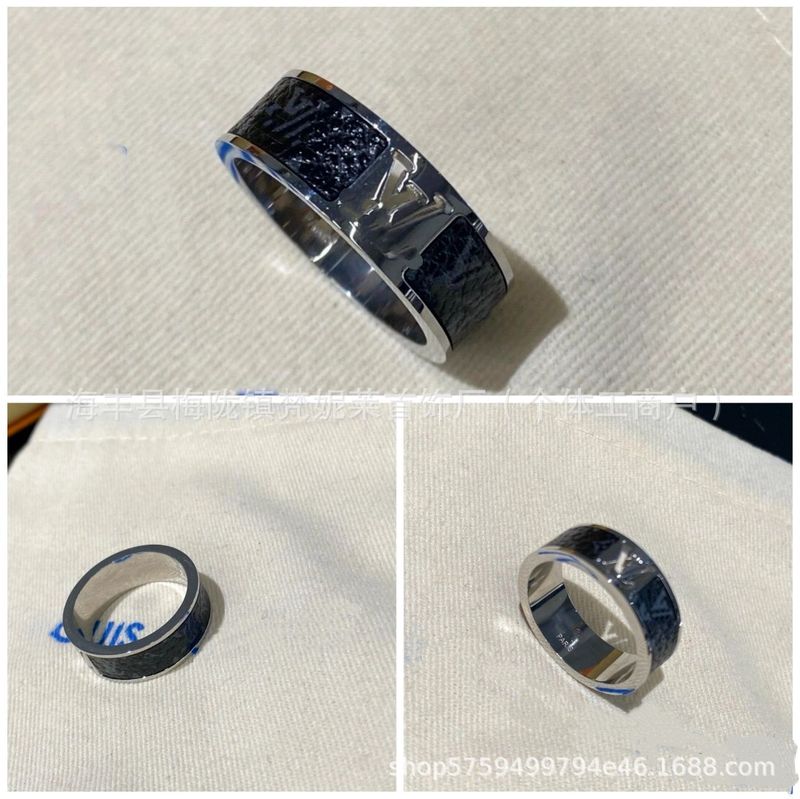 Lujia ヨーロッパとアメリカのチタン鋼リングメンズレタープリントカップルリング非退色老眼革リングクロスボーダー直販|undefined
