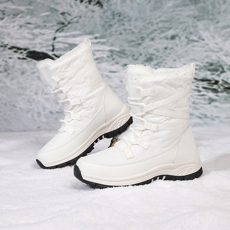 Botas de Nieve de Caña Media para Mujer, Cuero Sintético, Térmicas e Impermeables para Nieve