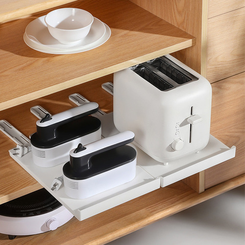 Pull-out Drawer with Self-Made Kitchen Cabinet Organizer, Plastic Sliding Rails, Extendable Track Storage Drawer Box