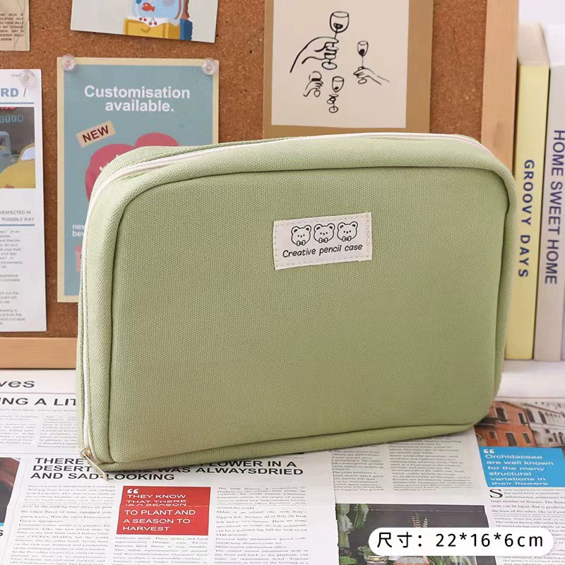 Big capacious universal pencil case for students, storage system, high quality cosmetic bag, primary and secondary school, classification