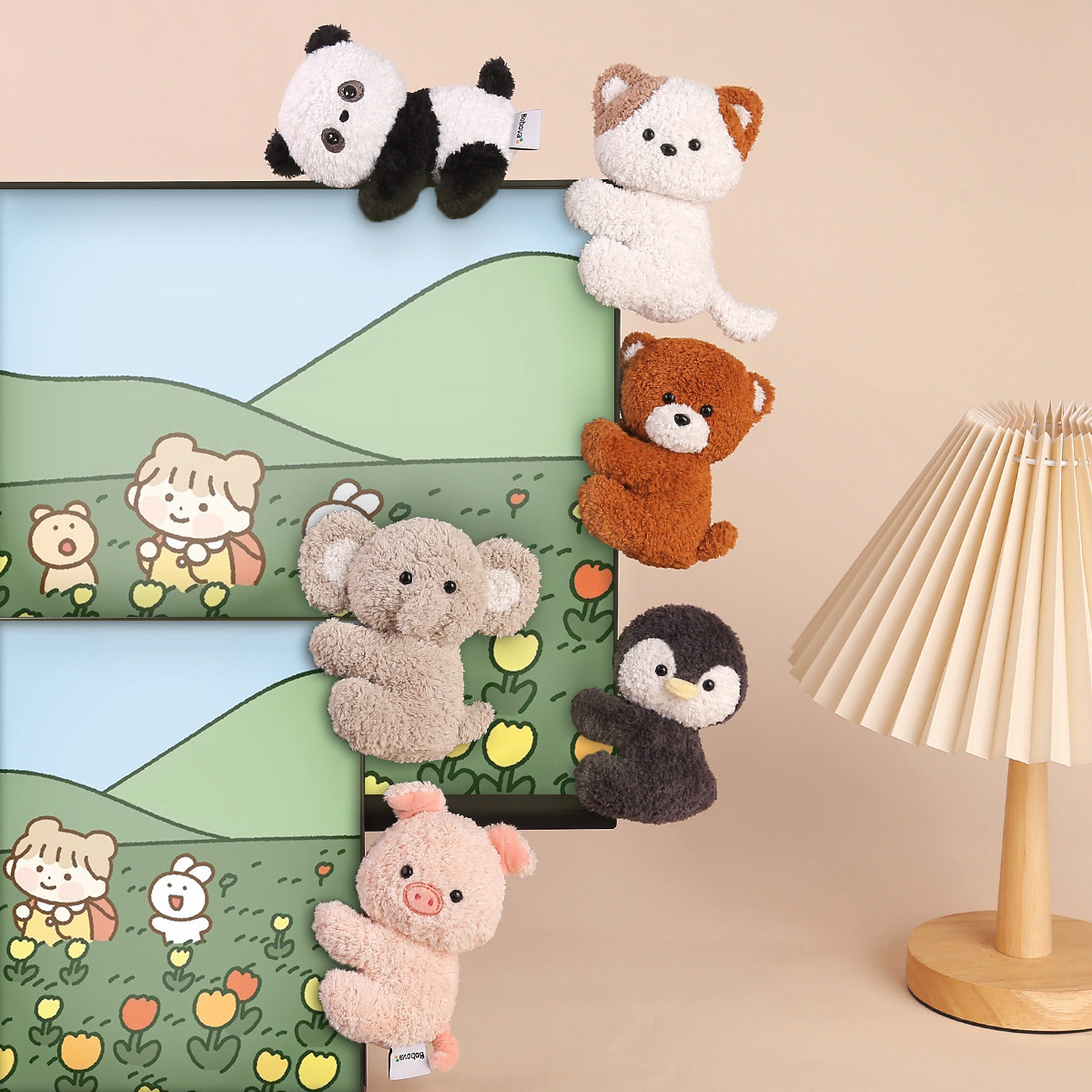 可爱动物电脑夹子桌伴玩偶毛绒玩具上班学习搭子陪伴女生礼物装饰