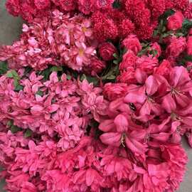 玫红色桃粉色 仿真花鹅掌玫瑰百合花绣球玫瑰牡丹混搭