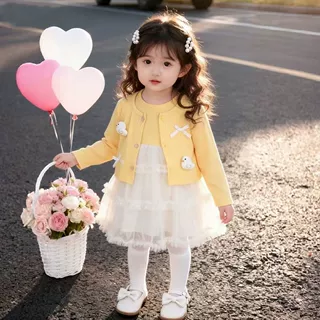 儿童春秋季新款洋气时髦2026女童春装甜美公主网纱连衣裙