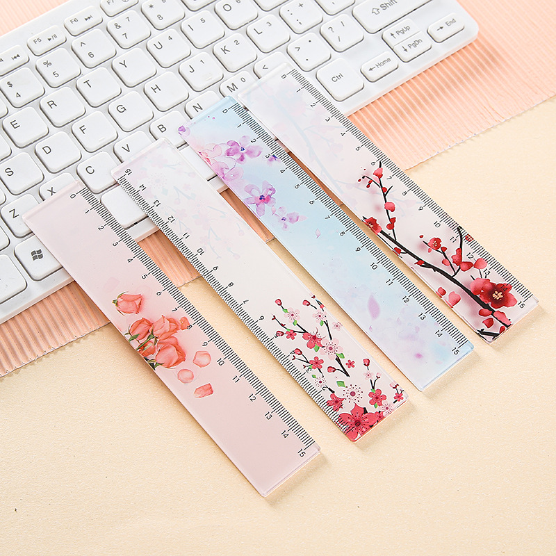 Huayu Transparent Acrylic Ruler Girl's Internet Celebrity ins Multifunctional Creative Hand Account Ruler Cartoon Student Stationery