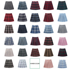 [安全裤48CM裙】有打底百折高腰学院班校服演出服高腰女短半身裙