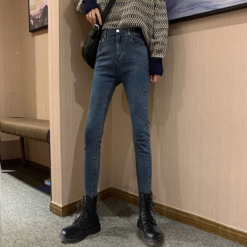 Plus-size high-waisted women's jeans 2026 spring/autumn slim-fit new elastic pencil skinny pants Plus-size high-waisted women's jeans 2026 spring/autumn slim-fit new elastic pencil skinny pants