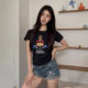SISION25 New T-shirt Women's Slim-fit Cartoon Animation Super Mary Shoulder T Casual Summer Top te